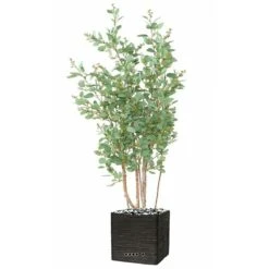 Joli Faux Eucalyptus En Pot H 160 Cm Feuillage Tissu Vert -Grasses Fleurs Soldes Boutique 63f60808610a68.01303219