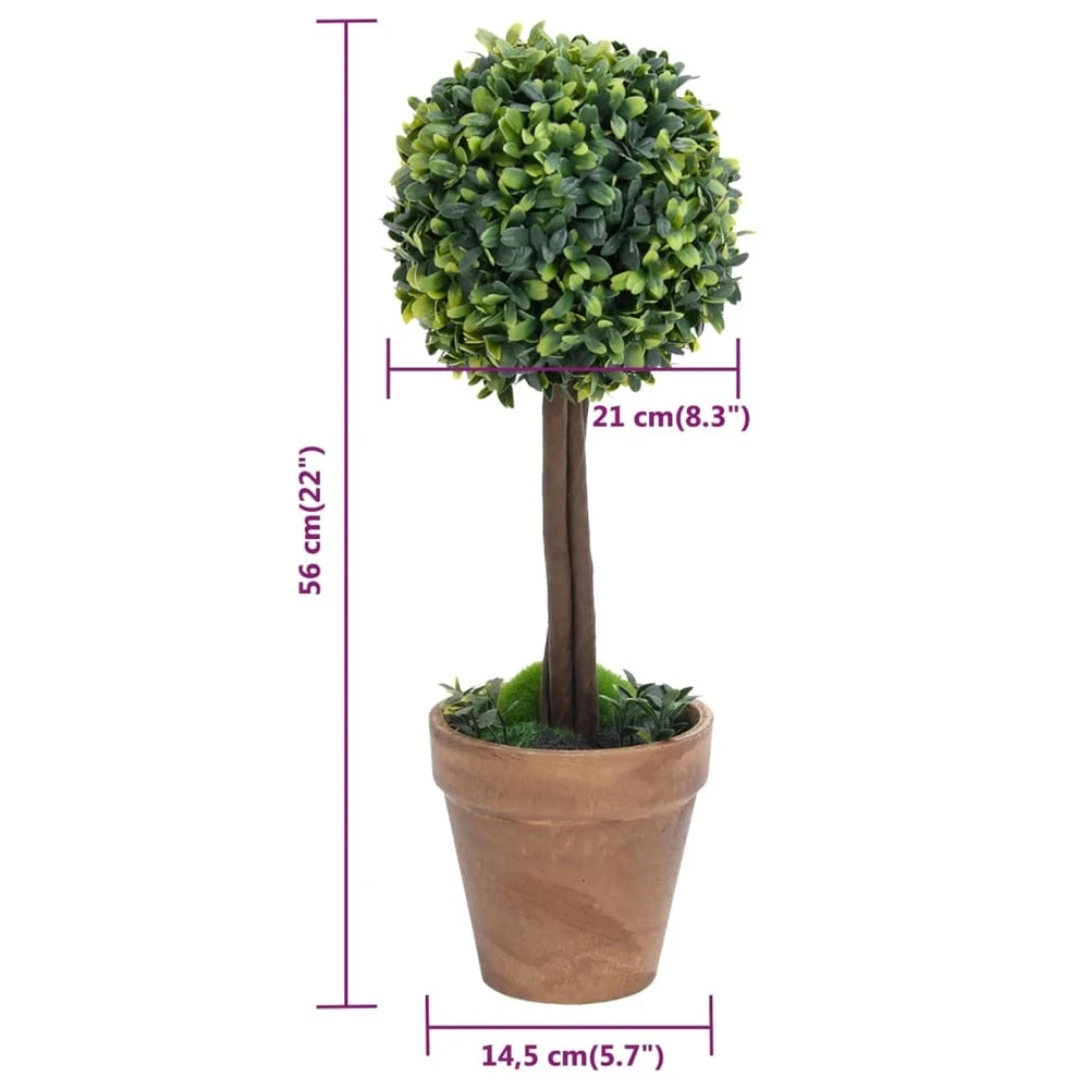 VIDAXL Plantes De Buis Artificiel 2 Pcs Avec Pots Boule Vert 56 Cm 8 VIDAXL Plantes De Buis Artificiel 2 Pcs Avec Pots Boule Vert 56 Cm – Image 6